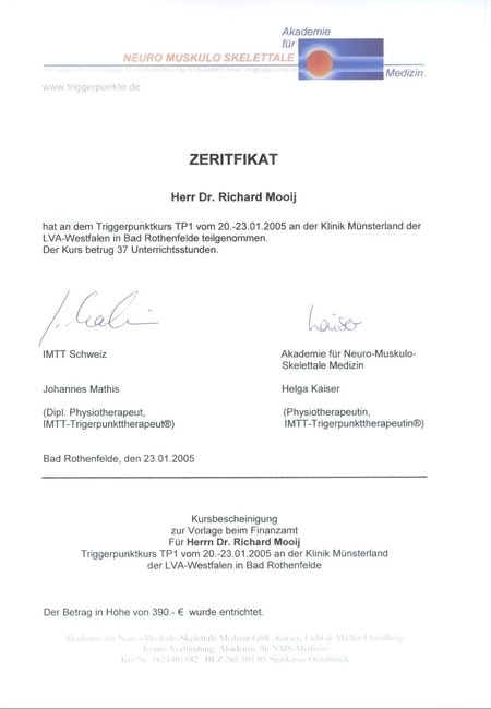 Zertifikate - Praxis für Ganzheitliche Ärztliche Osteopathie Drs. Richard Mooij