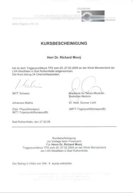 Zertifikate - Praxis für Ganzheitliche Ärztliche Osteopathie Drs. Richard Mooij