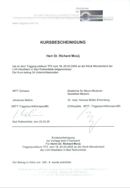 Zertifikate - Praxis für Ganzheitliche Ärztliche Osteopathie Drs. Richard Mooij