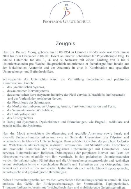 Zertifikate - Praxis für Ganzheitliche Ärztliche Osteopathie Drs. Richard Mooij - Blatt 1