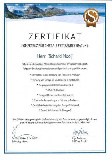 Zertifikate - Praxis für Ganzheitliche Ärztliche Osteopathie Drs. Richard Mooij