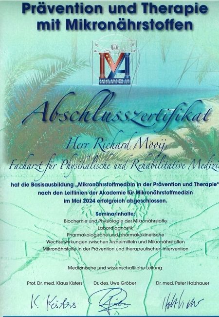 Zertifikate - Praxis für Ganzheitliche Ärztliche Osteopathie Drs. Richard Mooij