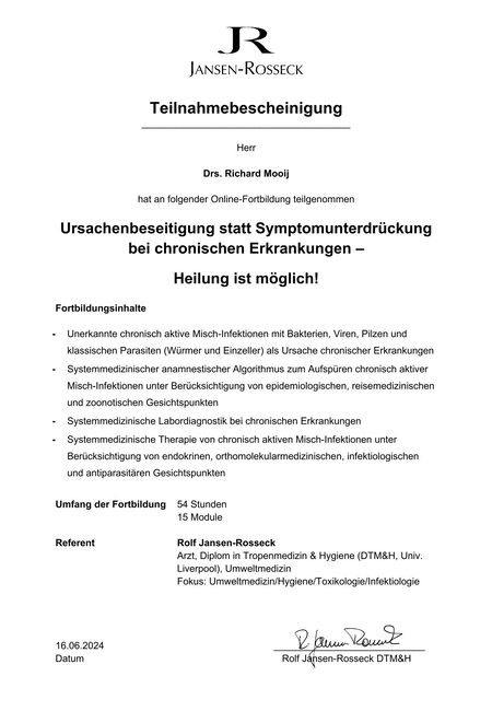 Zertifikate - Praxis für Ganzheitliche Ärztliche Osteopathie Drs. Richard Mooij