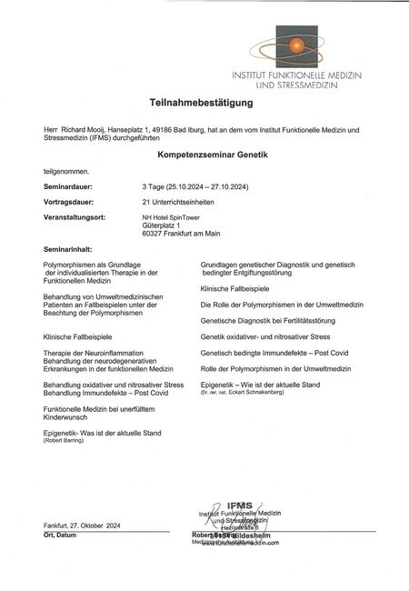 Zertifikate - Praxis für Ganzheitliche Ärztliche Osteopathie Drs. Richard Mooij