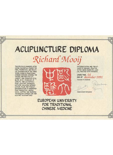 Zertifikate - Praxis für Ganzheitliche Ärztliche Osteopathie Drs. Richard Mooij