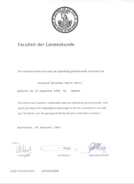 Zertifikate - Praxis für Ganzheitliche Ärztliche Osteopathie Drs. Richard Mooij