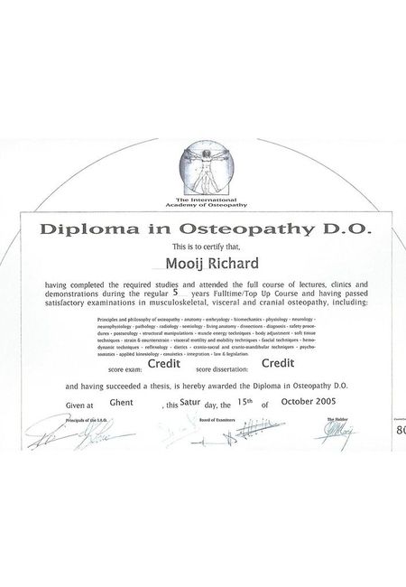 Zertifikate - Praxis für Ganzheitliche Ärztliche Osteopathie Drs. Richard Mooij